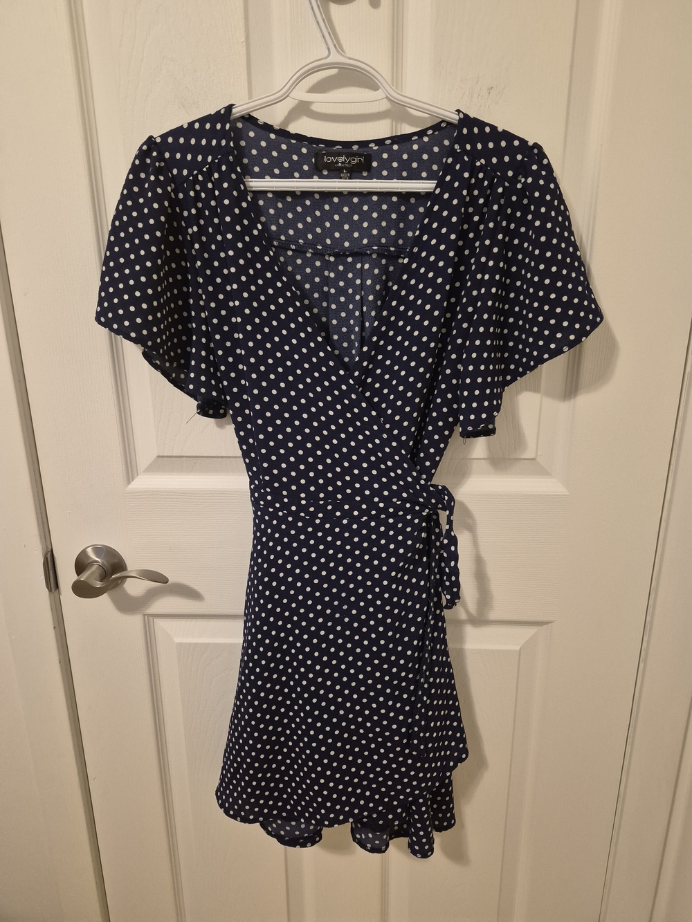 Lovely Girl Navy Polka Dot Wrap Dress